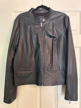 Halogen Black Leather Moto Jacket Women’s XXL